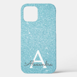 Case-Mate iPhone Case Aqua Parties scintillant bleue Turquoise et Monogr