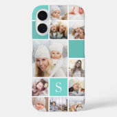 Coques Case-Mate iPhone Aqua Photo Collage & Monogramme (Verso)