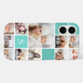 Coques Case-Mate iPhone Aqua Photo Collage & Monogramme (Verso (horizontal))