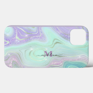 Case-Mate iPhone Case Aqua Purple Marbre cristal Agate Iridescente