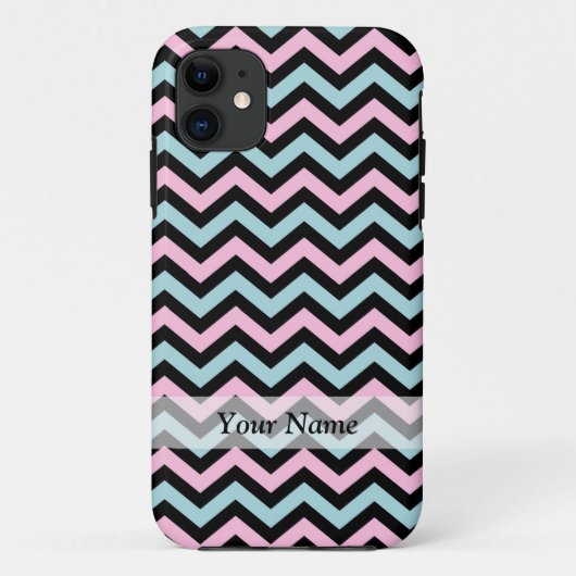 Coques Case-Mate iPhone Aqua rose et chevron noir (Dos)