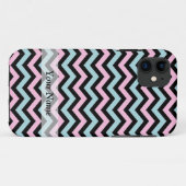 Coques Case-Mate iPhone Aqua rose et chevron noir (Dos (Horizontal))