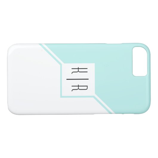 Coques Case-Mate iPhone Aqua, triangles blancs, monogramme géométrique mod (Dos (Horizontal))