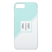 Coques Case-Mate iPhone Aqua, triangles blancs, monogramme géométrique mod (Dos)