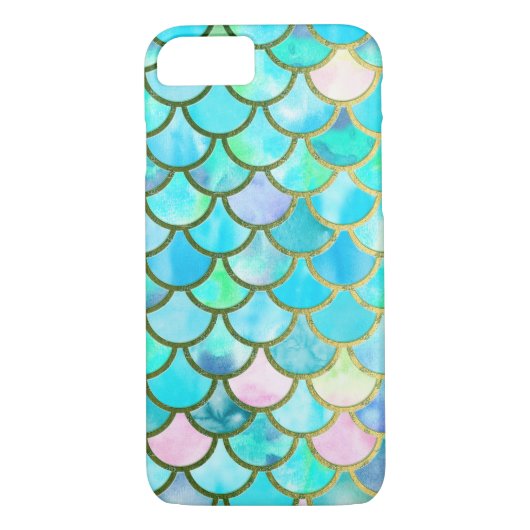 Coques Case-Mate iPhone Aqua Turquoise bleu aquarelle Mermaid Scales Motif (Dos)