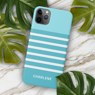 Case-Mate iPhone Case Aqua Turquoise Bleu Vert Blanc Rayures personnalis