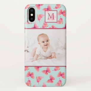 Case-Mate iPhone Case Aqua Watercolor Butterfly Monogram Photo