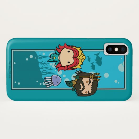 Coques Case-Mate iPhone Aquaman | Chibi Mera & Aquaman Graphisme sous-mari (Dos (Horizontal))