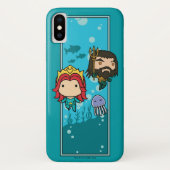 Coques Case-Mate iPhone Aquaman | Chibi Mera & Aquaman Graphisme sous-mari (Dos)