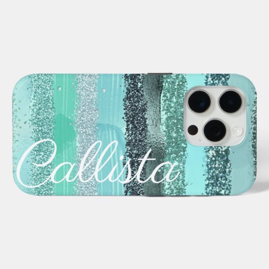 Coques Case-Mate iPhone Aquamarine Parties scintillant Bleue Vert Bleu Bro (Verso (horizontal))