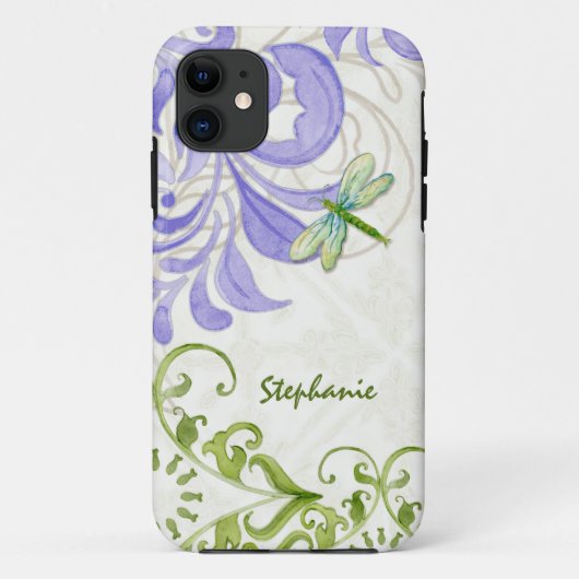 Coques Case-Mate iPhone Aquarelle à fleurs de libellules personnalisée (Dos)
