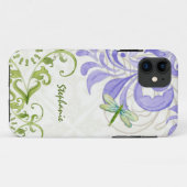 Coques Case-Mate iPhone Aquarelle à fleurs de libellules personnalisée (Dos (Horizontal))