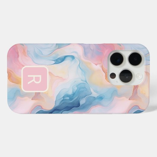 Coques Case-Mate iPhone Aquarelle Abstrait Marbre Cotton Sky (Verso (horizontal))