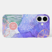 Coques Case-Mate iPhone Aquarelle Abstraite Flora Art Monogramme (Verso (horizontal))