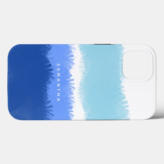 Coques Case-Mate iPhone Aquarelle Abstraite moderne tons bleus (Verso (horizontal))