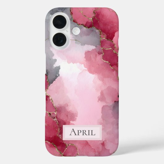 Coques Case-Mate iPhone Aquarelle Abstraite Rose et Or (Verso)