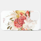Coques Case-Mate iPhone Aquarelle Agrumes féministes Floral avec nom (Verso (horizontal))