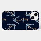 Coques Case-Mate iPhone Aquarelle Ancres Bleu Nuit (Verso (horizontal))