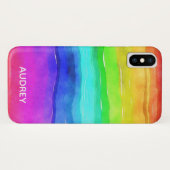 Coques Case-Mate iPhone Aquarelle arc-en-ciel dynamique personnalisée (Dos (Horizontal))