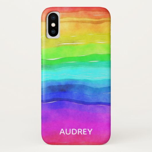 Coques Case-Mate iPhone Aquarelle arc-en-ciel dynamique personnalisée (Dos)