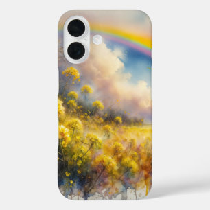 Coques iPhone 16 Aquarelle arc-en-ciel sur la prairie Fleur sauvage