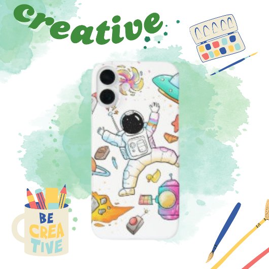 Coques Case-Mate iPhone Aquarelle astronaute mignon Doodle spatial