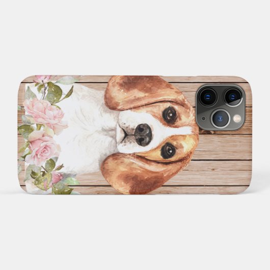Coques Case-Mate iPhone Aquarelle Beagle & Fleurs (Dos (Horizontal))