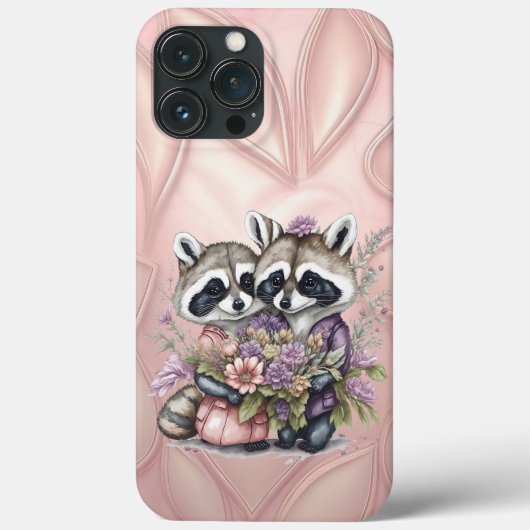 Coques Case-Mate iPhone Aquarelle Beau Raccoon Couple Avec Fleurs (Verso)