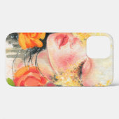 Coques Case-Mate iPhone Aquarelle belle femme et fleurs (Verso (horizontal))