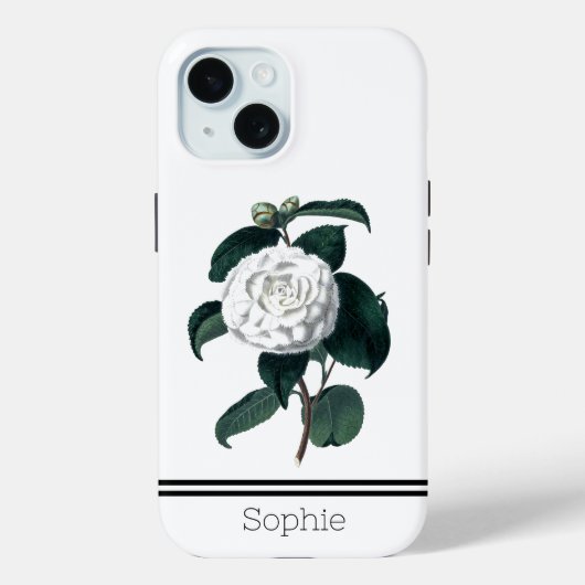 Coques Case-Mate iPhone Aquarelle blanche Camillia personnalisée (Verso)