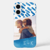 Coques Case-Mate iPhone Aquarelle bleu Boho Abstraite | Photo monographiqu (Verso)