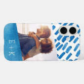 Coques Case-Mate iPhone Aquarelle bleu Boho Abstraite | Photo monographiqu (Verso (horizontal))