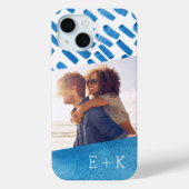 Coques Case-Mate iPhone Aquarelle bleu Boho Abstraite | Photo monographiqu (Verso)