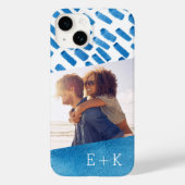 Coques Case-Mate iPhone Aquarelle bleu Boho Abstraite | Photo monographiqu (Verso)