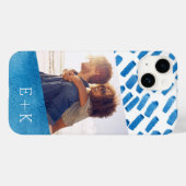 Coques Case-Mate iPhone Aquarelle bleu Boho Abstraite | Photo monographiqu (Verso (horizontal))