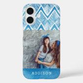 Coques Case-Mate iPhone Aquarelle bleu Boho Chevron | Photo monographique (Verso)
