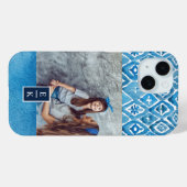 Coques Case-Mate iPhone Aquarelle bleu Boho Imprimer | Photo monographique (Verso (horizontal))