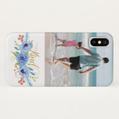 Coques Case-Mate iPhone Aquarelle bleu et humble photo personnalisée (Dos (Horizontal))