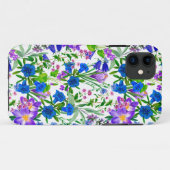 Coques Case-Mate iPhone Aquarelle bleu et violet Fleurs du jardin (Dos (Horizontal))