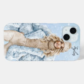 Coques Case-Mate iPhone Aquarelle Bleu hiver élégante fille personnalisabl (Verso (horizontal))