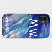 Coques Case-Mate iPhone Aquarelle Bleu Initiales et Moto (Dos (Horizontal))