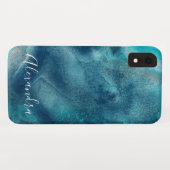 Coques Case-Mate iPhone Aquarelle bleu moderne Monogramme Abstrait (Dos (Horizontal))