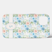 Coques Case-Mate iPhone Aquarelle bleu rose rustique Monogramme (Verso (horizontal))