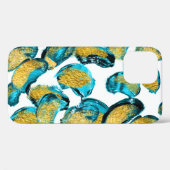 Coques Case-Mate iPhone Aquarelle bleu, turquoise, or art. (Verso (horizontal))