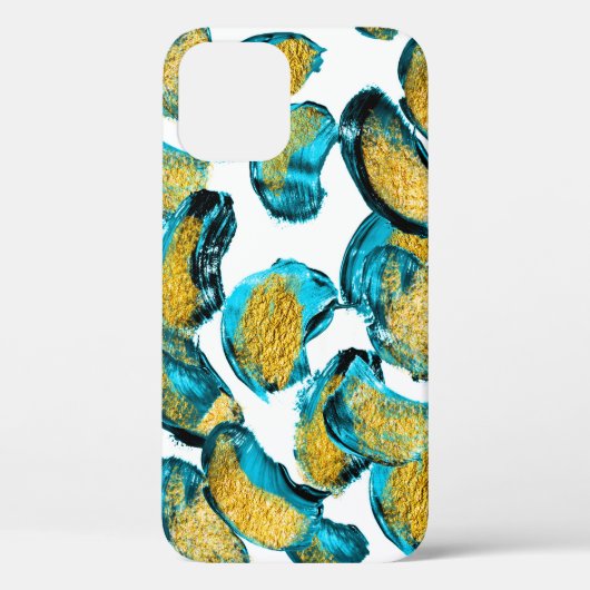Coques Case-Mate iPhone Aquarelle bleu, turquoise, or art. (Verso)