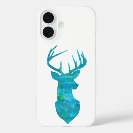 Coques Case-Mate iPhone Aquarelle bleue Cerf Silhouette (Verso)
