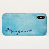 Coques Case-Mate iPhone Aquarelle bleue gaie personnalisée (Dos (Horizontal))