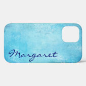 Coques Case-Mate iPhone Aquarelle bleue gaie personnalisée (Verso (horizontal))