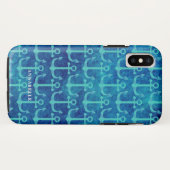 Coques Case-Mate iPhone Aquarelle bleue Motif vert (Dos (Horizontal))