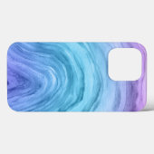 Coques Case-Mate iPhone Aquarelle bleue Ombre Motif Agate II (Verso (horizontal))